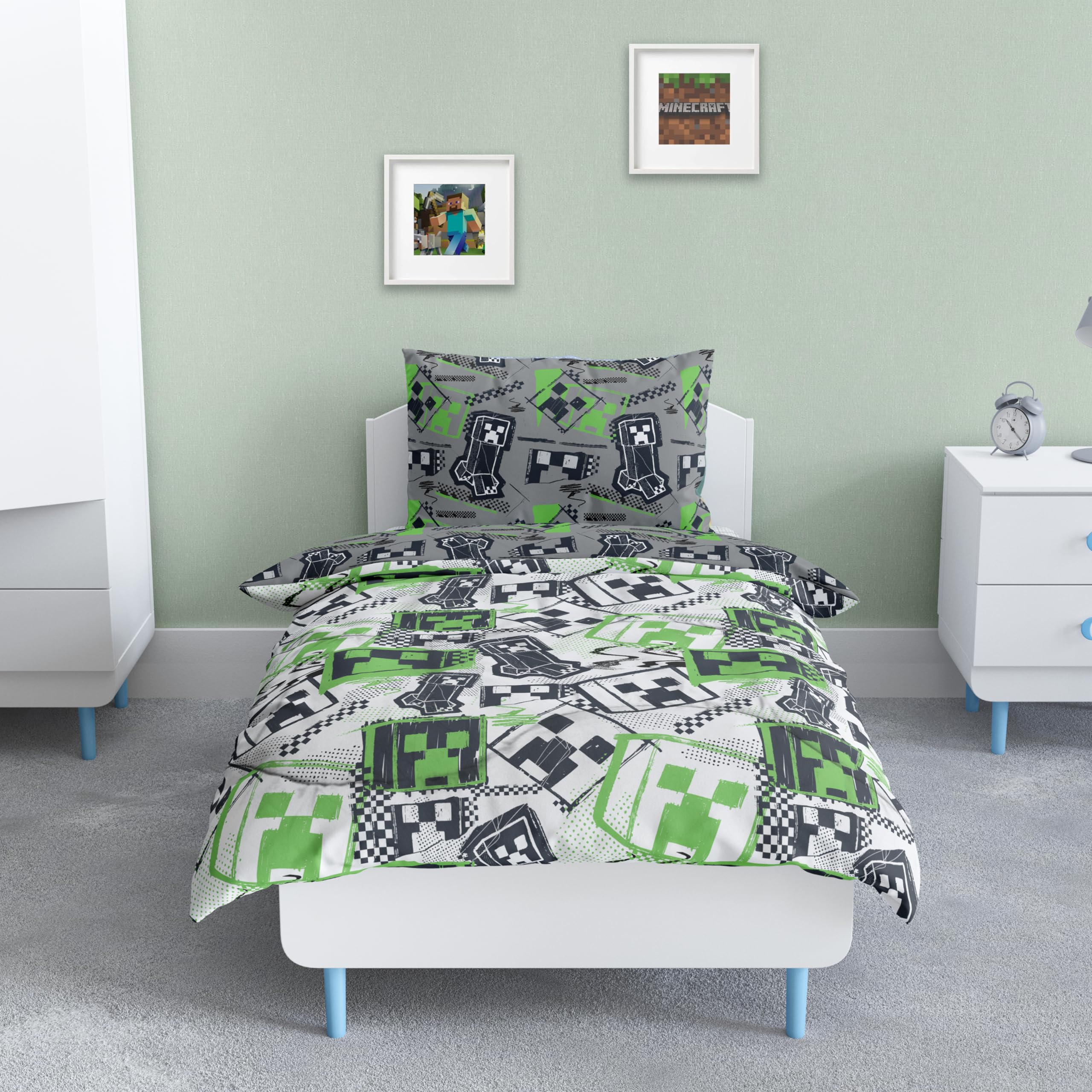 Minecraft - Juego de Ropa de Cama (tamaño Individual, Reversible, 10,5 TOG)