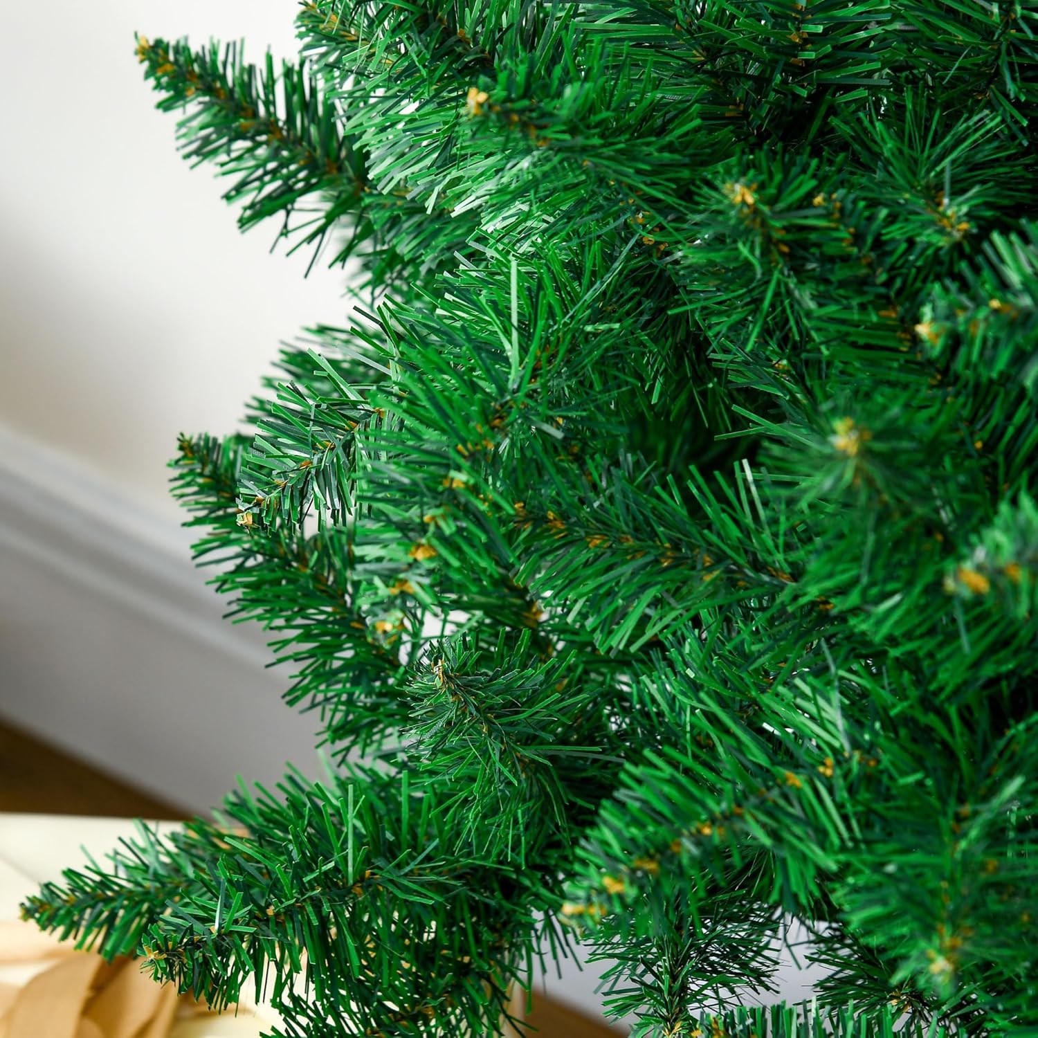 HOMCOM 7ft Half Artificial Christmas Tree Holiday Décor with 520 Branches, Auto Open, Steel Base, Green