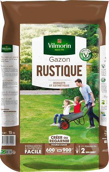 VILMORIN - Gazon Rustique - Robuste et esthétique, 1kg, Vert - 3
