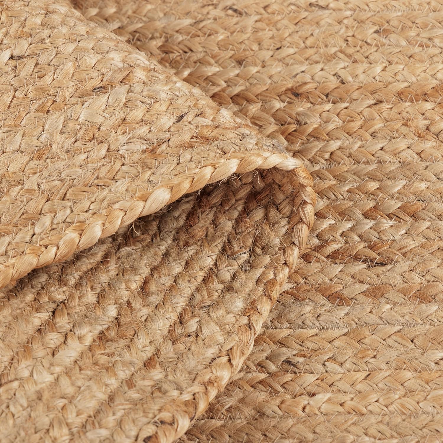 · REDEARTH · Round Area Rug - Hand Woven Braided 100% Natural Jute - Artisan Made Reversible Boho Jute Rugs for Bedroom - Kitchen - Living Room - Farmhouse - Aesthetic Home Decor (8' Feet - Natural)