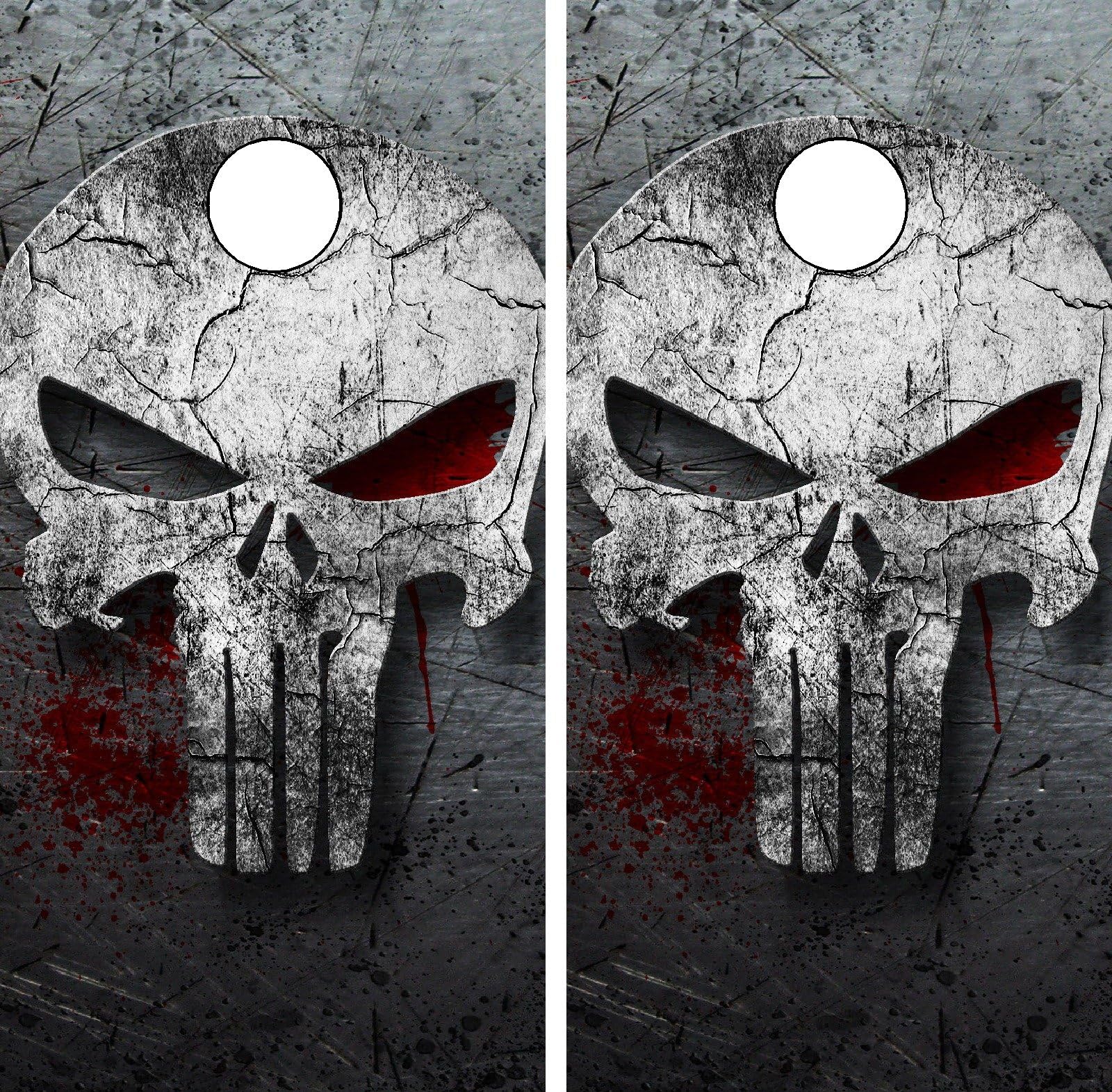 C218 Punisher Skull Cornhole WRAP Wraps Laminated Board Boards Decal Set Decals Vinyl Sticker Stickers Bean Bag Game Vinyl Graphic Tint Image