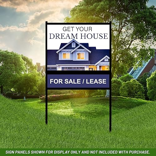 Miniatura 7 de Letrero de metal para patio de bienes raíces (paquete de 1) con soporte para letrero de acero, letreros de patio de 12 x 18 pulgadas, soporte
