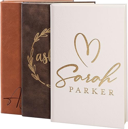 Diario de cuero personalizado | Rosa suave, 12 diseños | Cuaderno de texto para mujeres y hombres – Diarios personalizados para escribir para