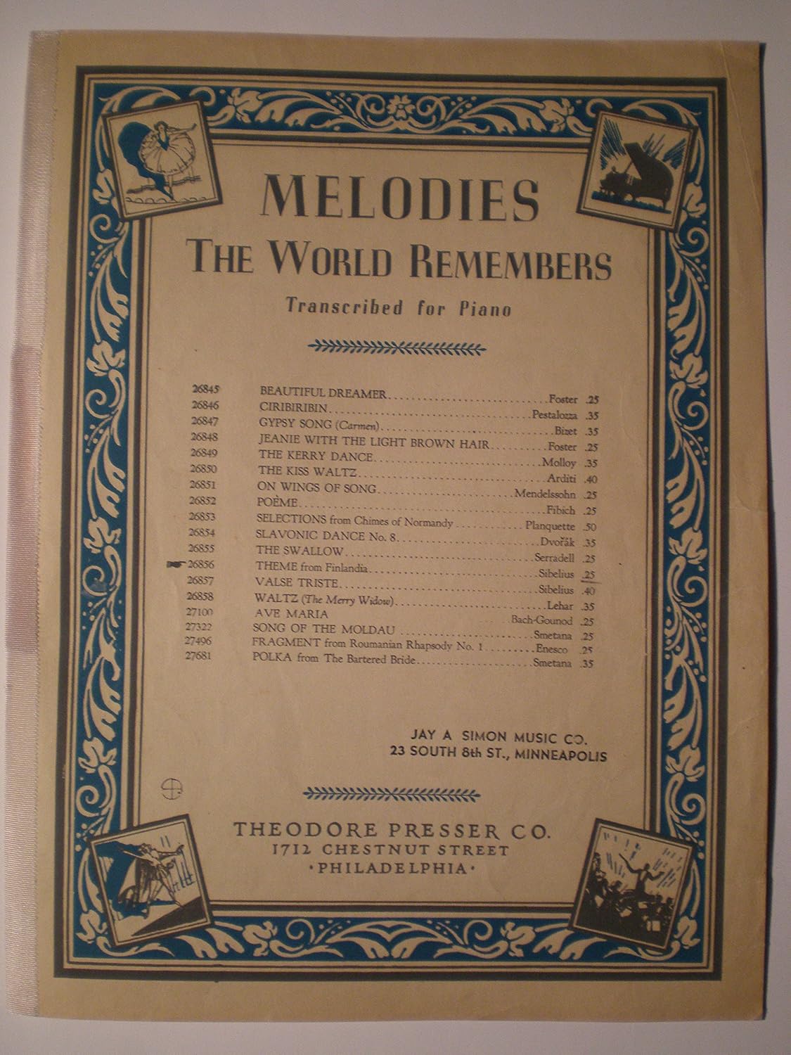 " MELODIES THE WORLD REMEMBERS " TRANSCRIBED FOR PIANO * 26856 THEME FROM FINLANDIA      Sheet music – January 1, 1938