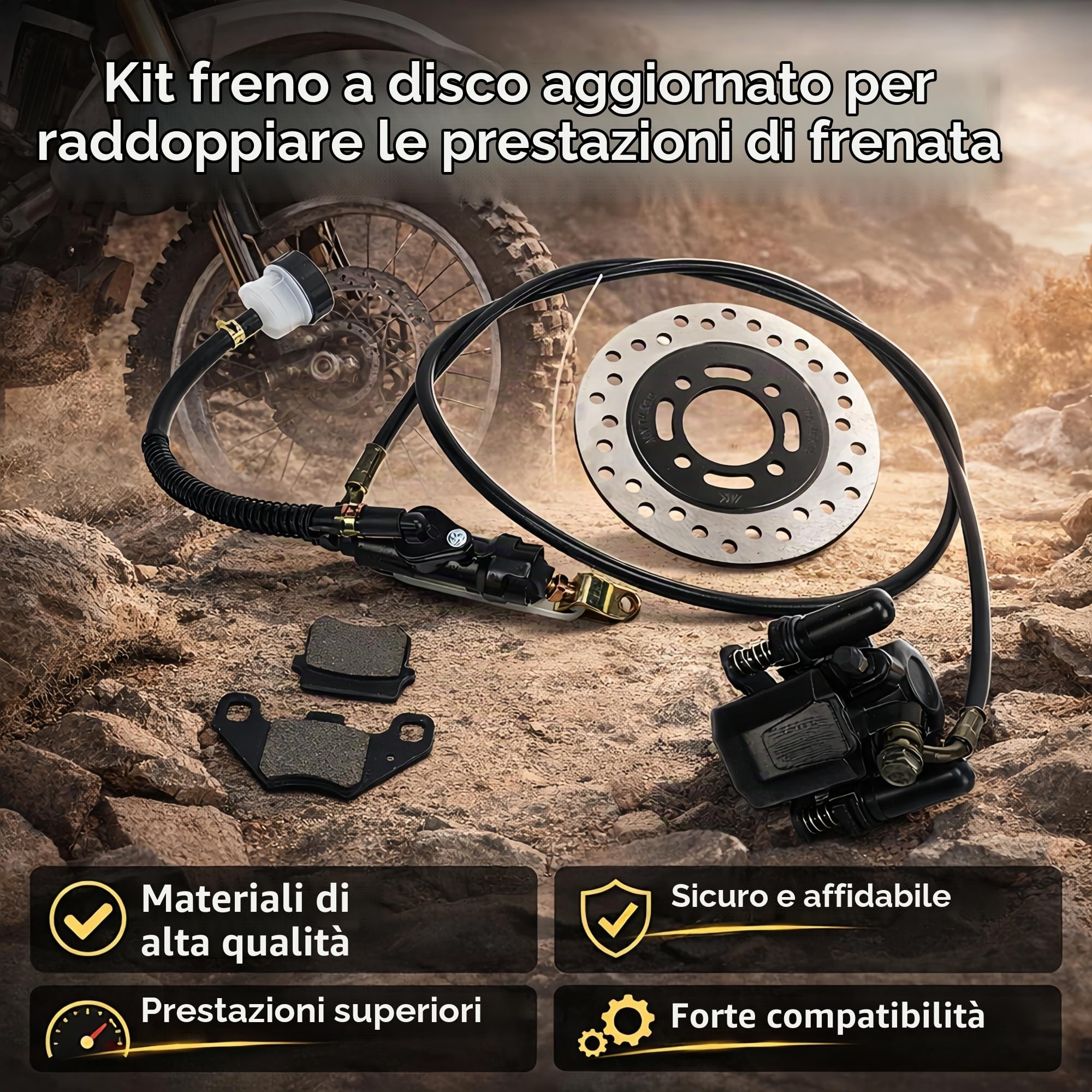 Sistema Pinza Freno a Disco Posteriore Idraulico Go Kart,Freni Go Kart, Sistema Pinza Freno a Disco Posteriore Pastiglie Disco Rotore Pompa Freno Posteriore Gruppo Pinza Disco Freno Rotore Pastiglia