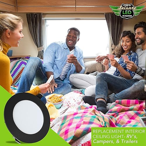 Miniatura 9 de Leisure LED Paquete de 5 luces de techo empotrables para barco RV de 480 lúmenes, luz LED súper delgada, panel de luz DC 12 V 4.75 pulgadas, 6 W,