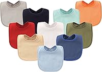 Hudson Baby Unisex Drooler Bibs with Waterproof Lining - Soft Absorbent Cotton Blend, Hook & Loop Closure, Multi-Pack