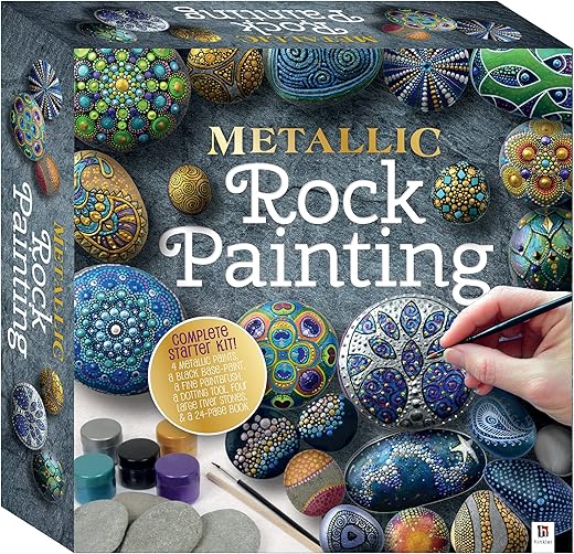 Metallic Rock Painting-This Complete Starter Kit includes all you need to create 8 Luminous Metallic Designs
