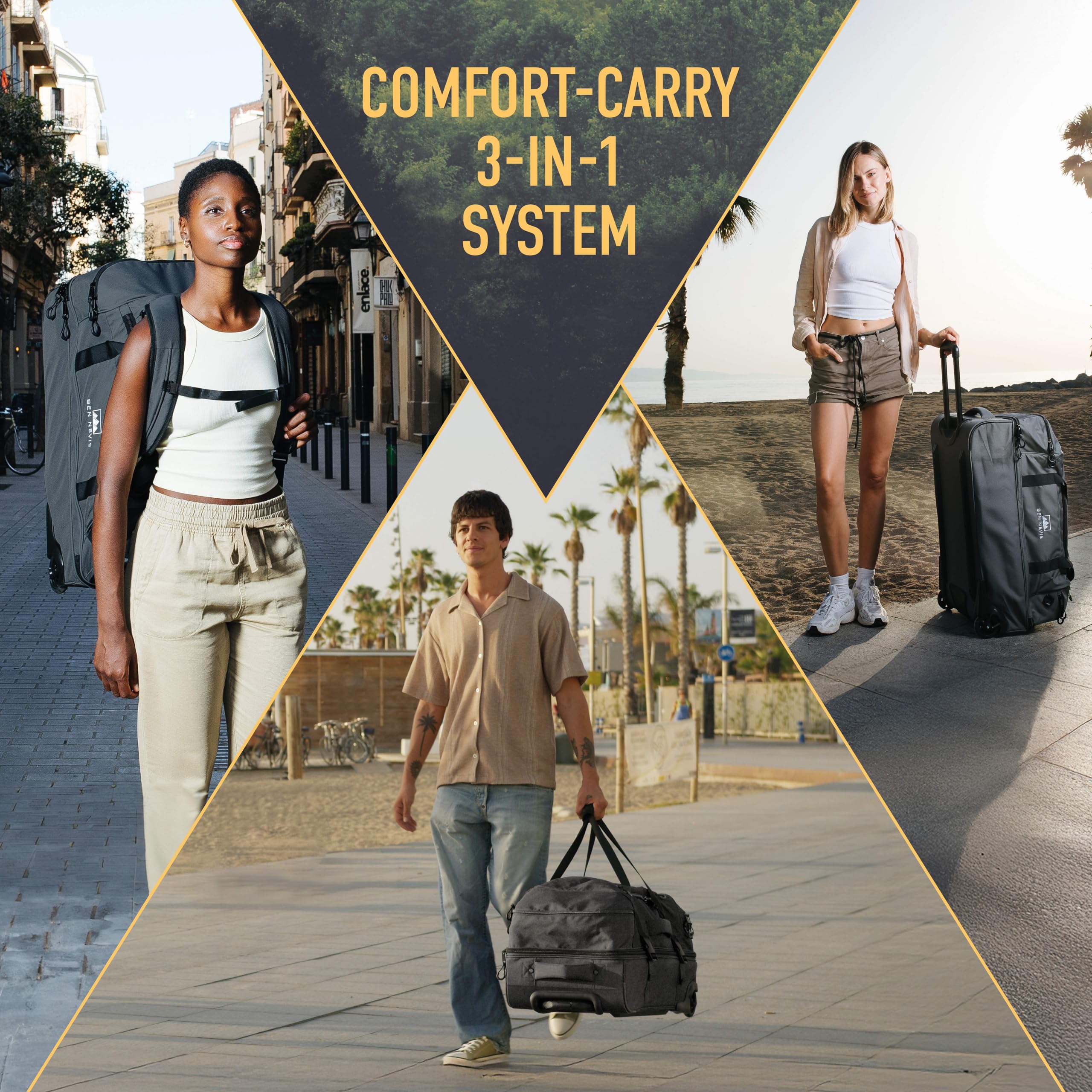 BEN NEVIS Reisetasche mit Rollen 80l [Recycelt] – 3-in-1 Tasche & Trolley & Rucksack | Luggage | Faltbare Reisetasche Damen und Herren Groß | Reisetaschen Rucksackfunktion | Travel Bag | Duffel Bag