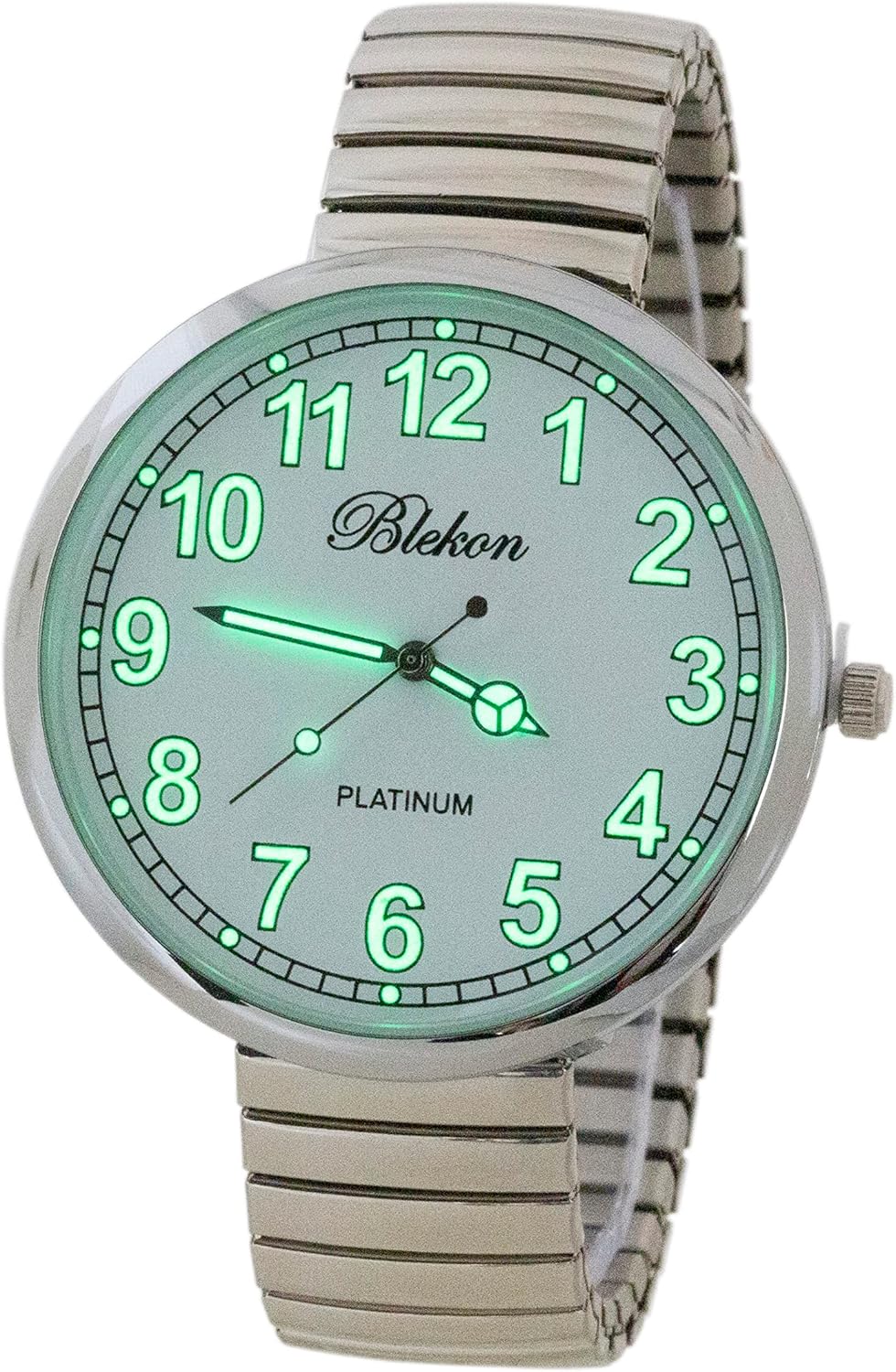 Blekon Collections New Super Large Face Stretch Band Luminous Hands and Numbers Dial Japanese Movement PC21J Fashion Watch