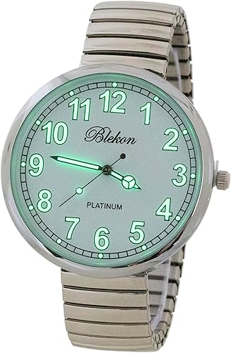 Blekon Collections New Super Large Face Stretch Band Luminous Hands and Numbers Dial Japanese Movement PC21J Fashion Watch