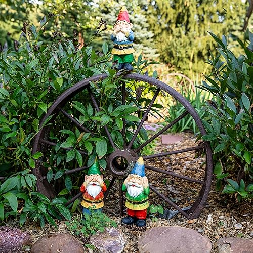 Miniatura 5 de Sunnydaze Tres gnomos de jardín sabios - Escucha, habla y no ve el mal set - Estatuas de césped al aire libre