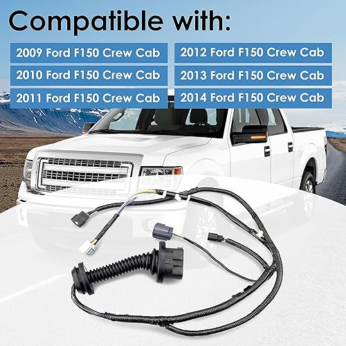 Miniatura 2 de Conjunto de arnés de cables de puente de puerta derecha del lado del pasajero trasero para Ford F150 Crew Cab 2009-2014, 9L3Z-14630-CAA,