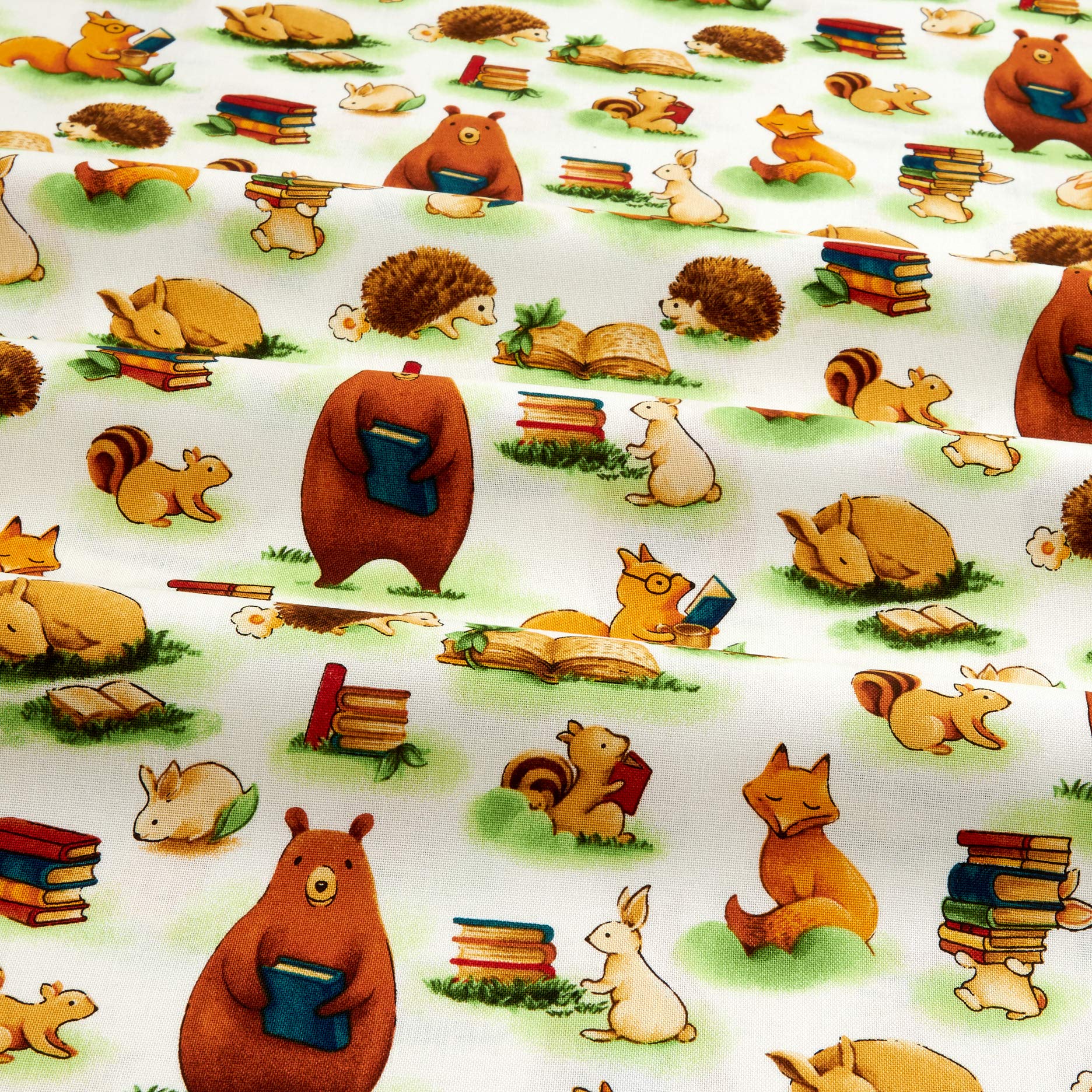 Paintbrush Studios Forest Fables Animals & Books White, Quilting Fabric by the Yard - Image 2