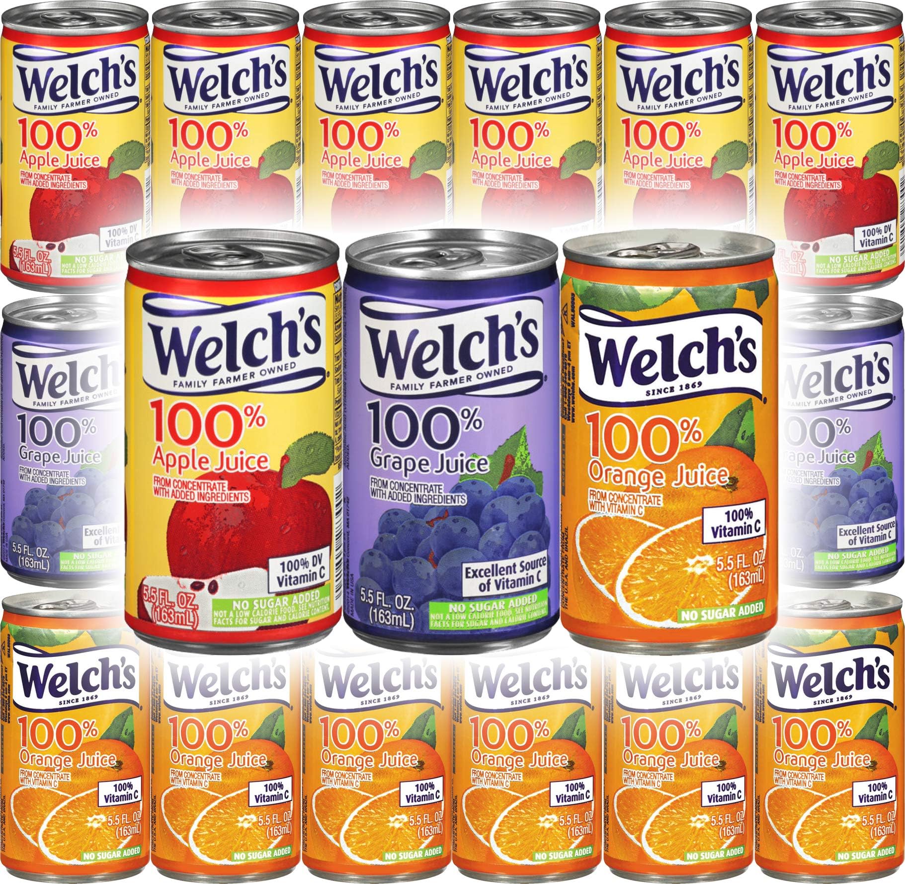 Welch’s Apple, Orange, Grape Juice 100% Juice - Variety Pack, 5.5oz (Pack of 18, Total of 99 Oz)