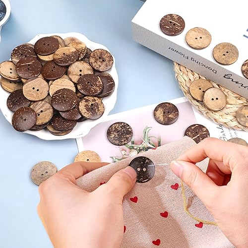 Miniatura 5 de YAKA 100pc nuevo grueso coco Shell 2 agujeros botón artesaníacoserproductos calientes