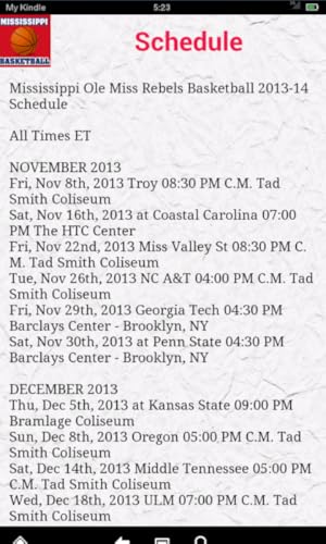 Mississippi Basketball News (Kindle Tablet Edition)