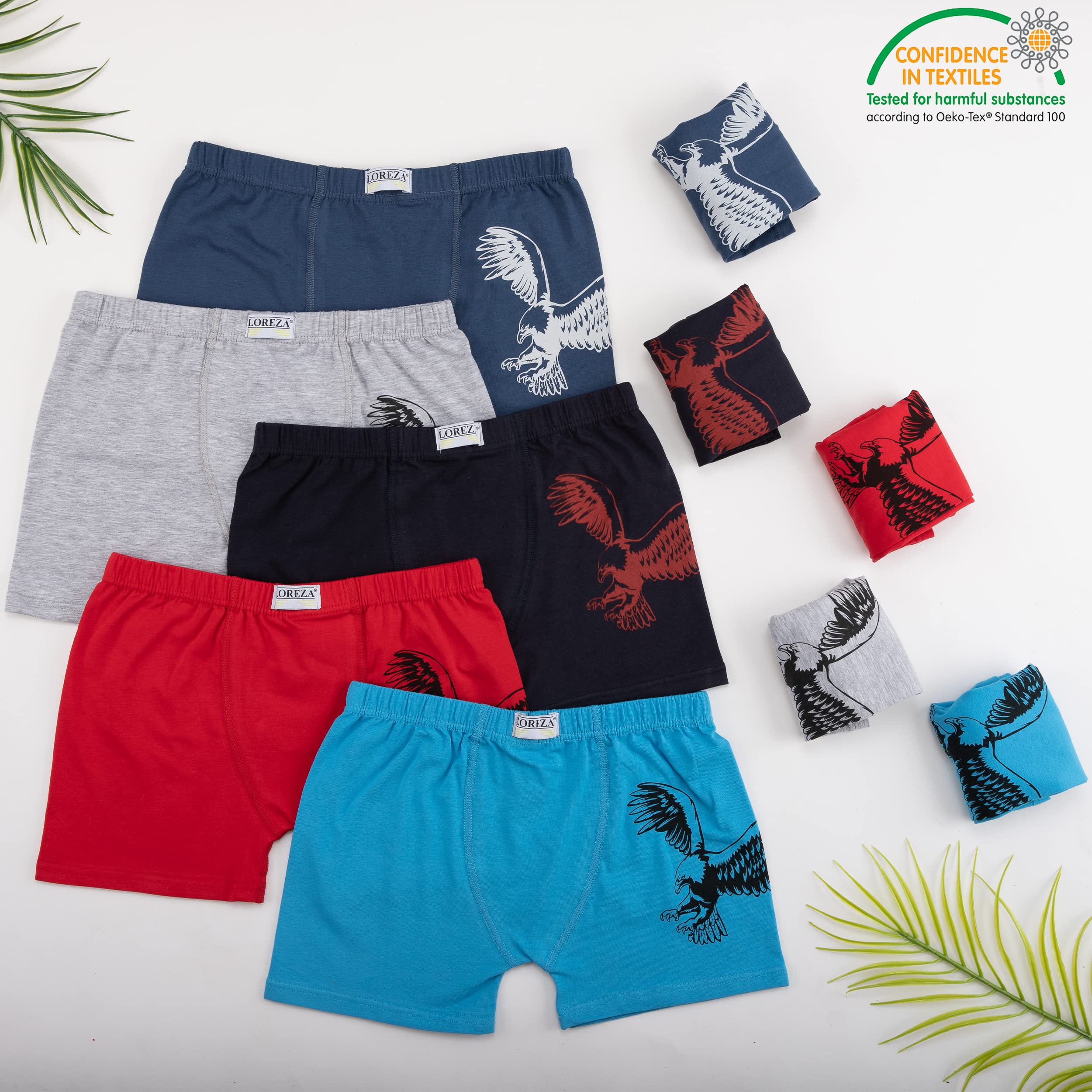 LOREZA ® 10 Calzoncillos bóxer Algodón para niño Ropa Interior Tallas de 2 a 15 años
