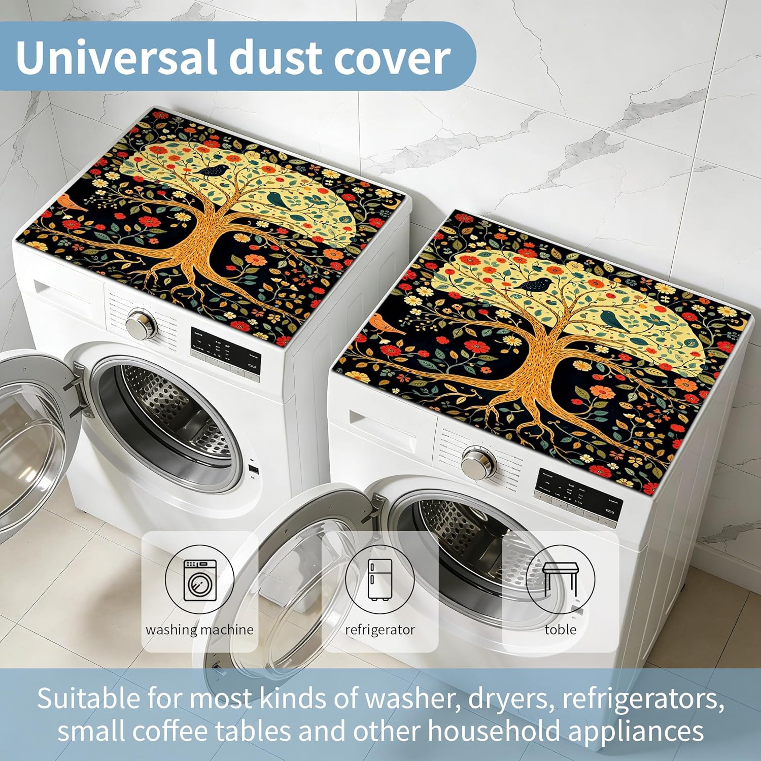 Washer Dryer Top Cover Pad 28.3"x20.4" - Washer and Dryer Covers for the Top, Stylish Non-Slip Mat, Easy Installation, Space-Saving Design for Laundry Room & Apartment, Perfect for Home Use