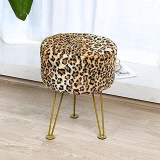 Leopard Print Round Ottoman 13