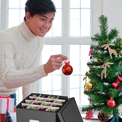 Miniatura 2 de Caja de almacenamiento de adornos de Navidad para hasta 64 bolas de adornos de Navidad, contenedor de almacenamiento de accesorios de decoración