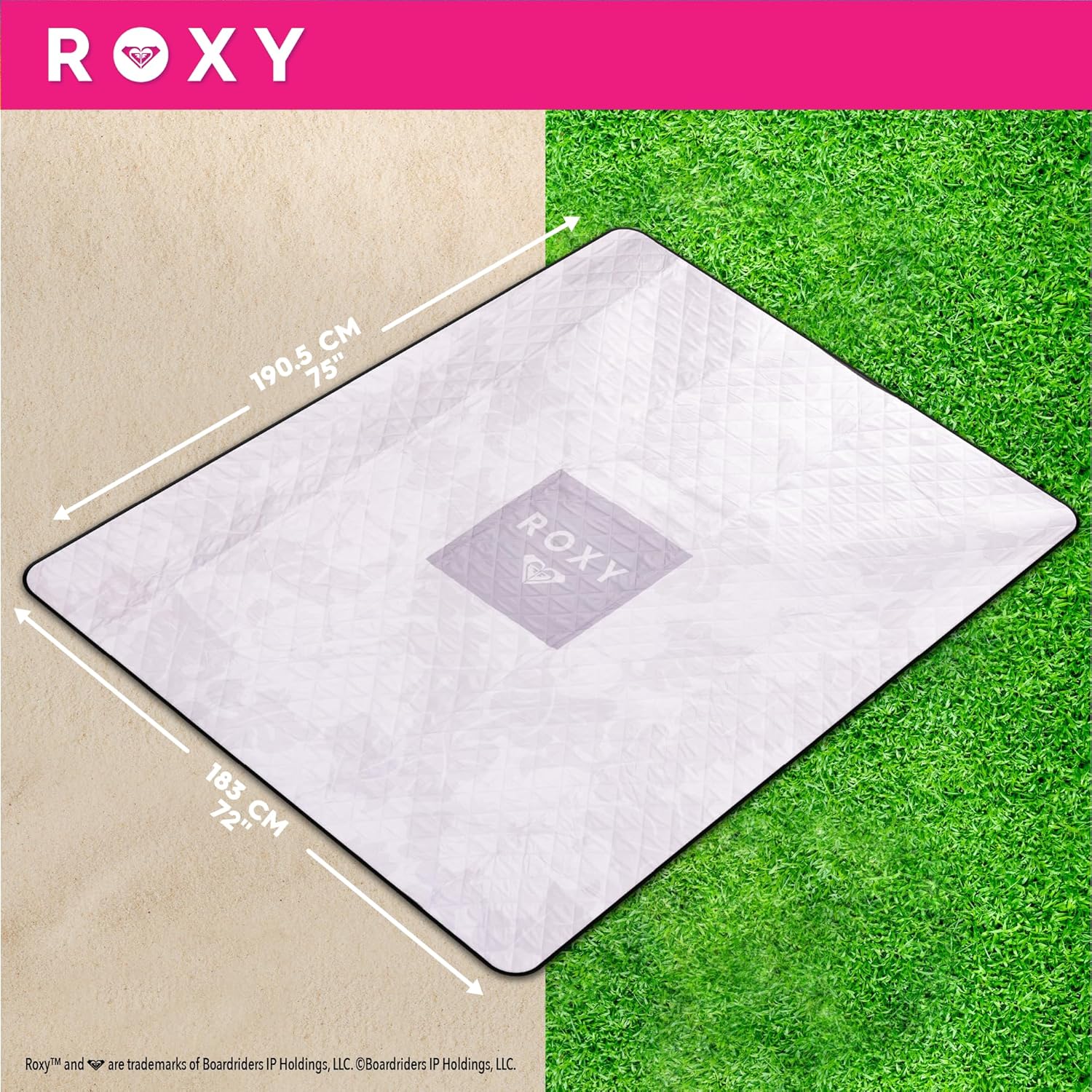 Roxy Sand-Free Beach Mat – Large Waterproof Outdoor Picnic Blanket, Lightweight Foldable Mat for Beach, Camping, Park, or Travel – Fits 4-6 People, Quick-Dry, Durable