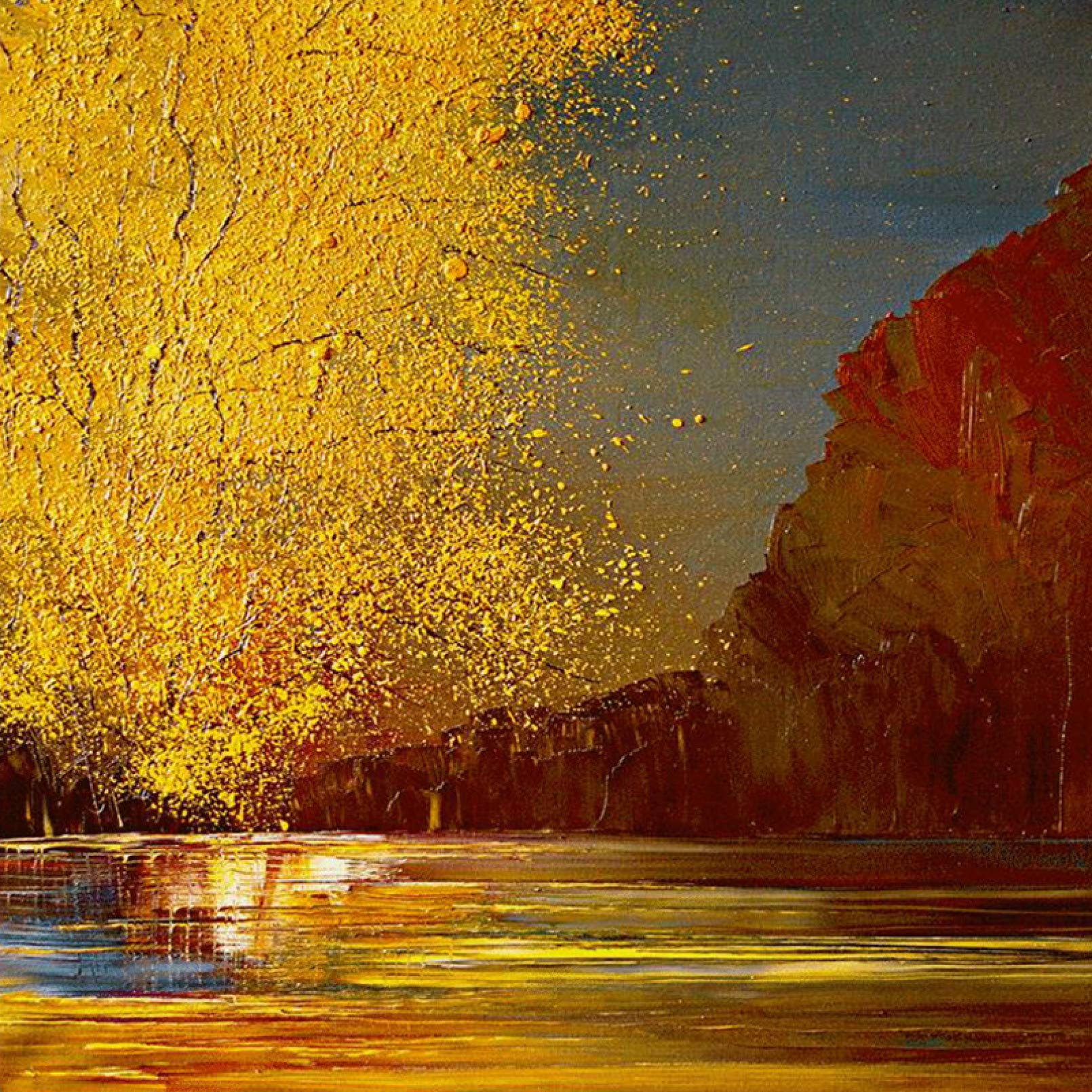 BAJIE Malerei handgemalte abstrakte goldene Sonnenuntergang Malerei auf Leinwand Wandkunst Wandschmuck Bilder Malerei für Wohnzimmer Home Decor