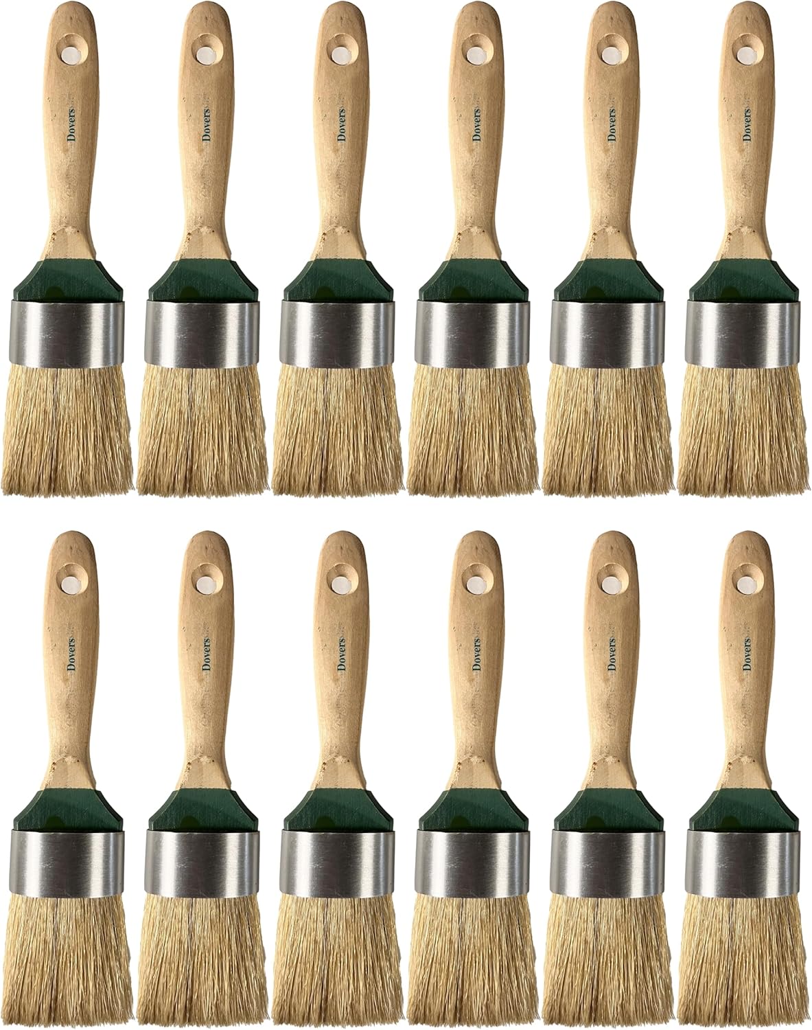 Medium Natural Boar Hair Bristles Chalk Furniture Paint Brush - Forest Green (12)