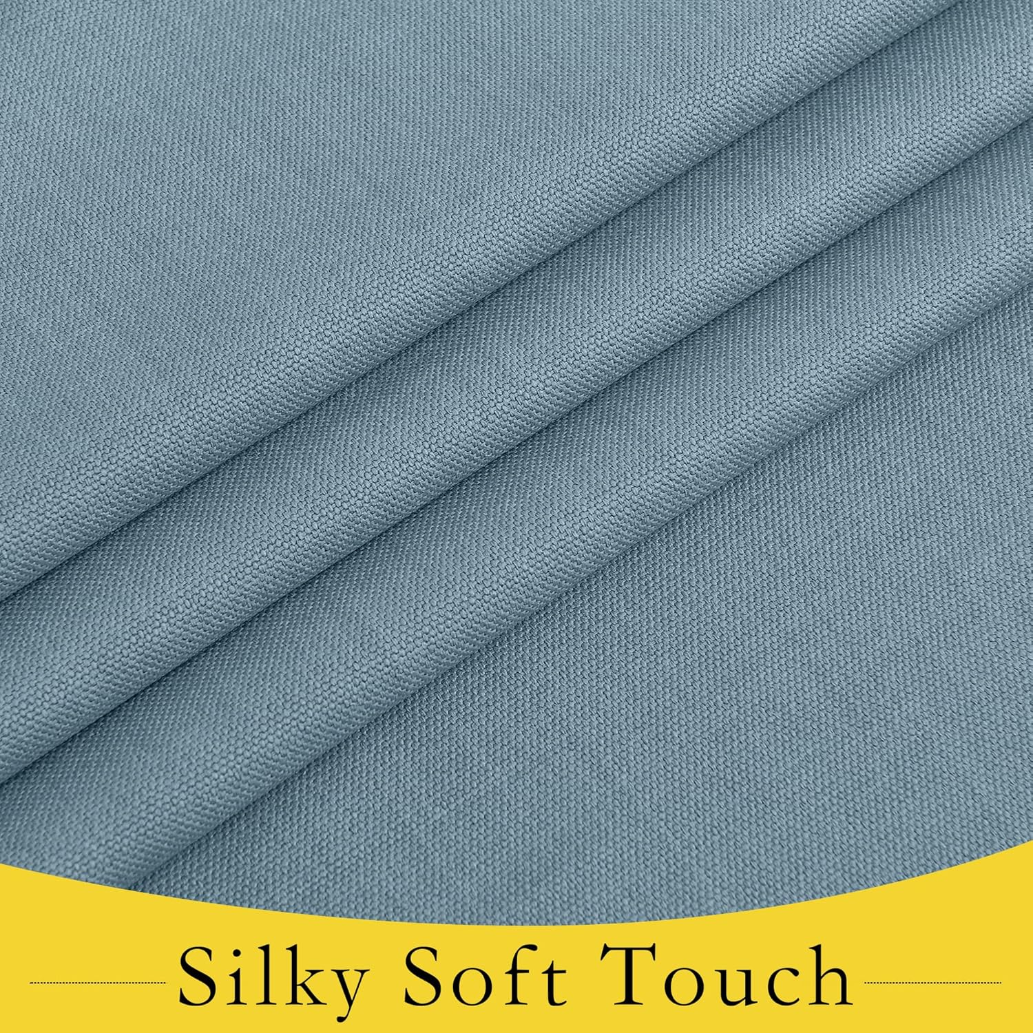 NICETOWN Faux Linen Curtain for French Door - Blackout Self Adhesive Window Curtain Thermal Insulated Privacy Blinds for Sidelight Energy Efficient, 26 x 80 inch Long, Mist Blue, 1 PC
