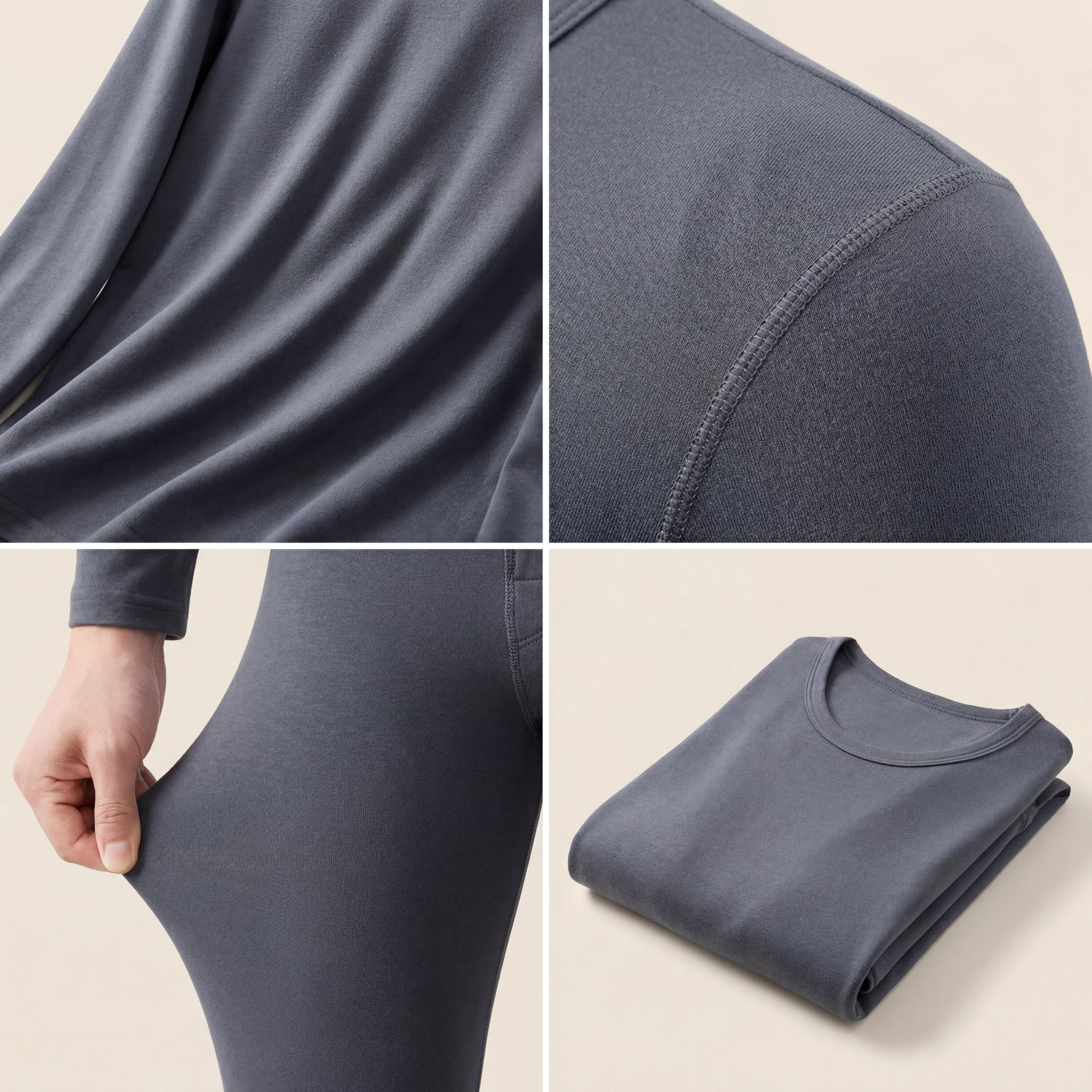 Completo Termico Ultra Morbido, Intimo Termico Stile Anni '80, Delicato sulla Pelle, in Tessuto Modal Lenzing, Anti-Pilling, Strato Base riscaldato per l'inverno.