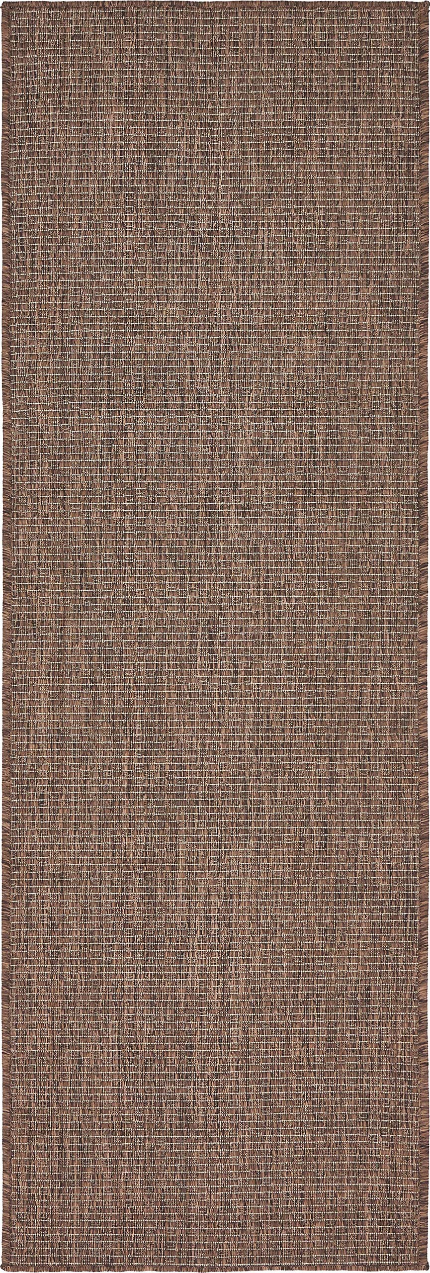 Unique Loom Collection Casual Transitional Solid Heathered Indoor/Outdoor Flatweave Area Rug (2' x 6' 1" Runner, Light Brown/Ivory)