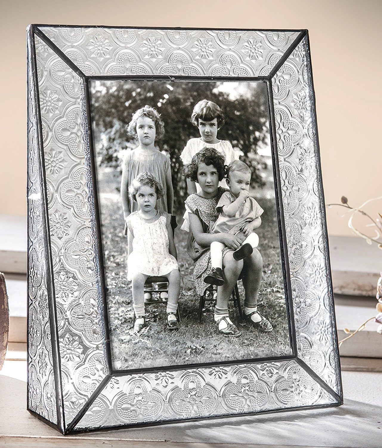Clear Glass Picture Frame 5x7 Horizontal Photo Display Desk or Tabletop Vintage Home Décor Family Wedding Anniversary Engagement Graduation Baby Gift J Devlin Pic 126 Series