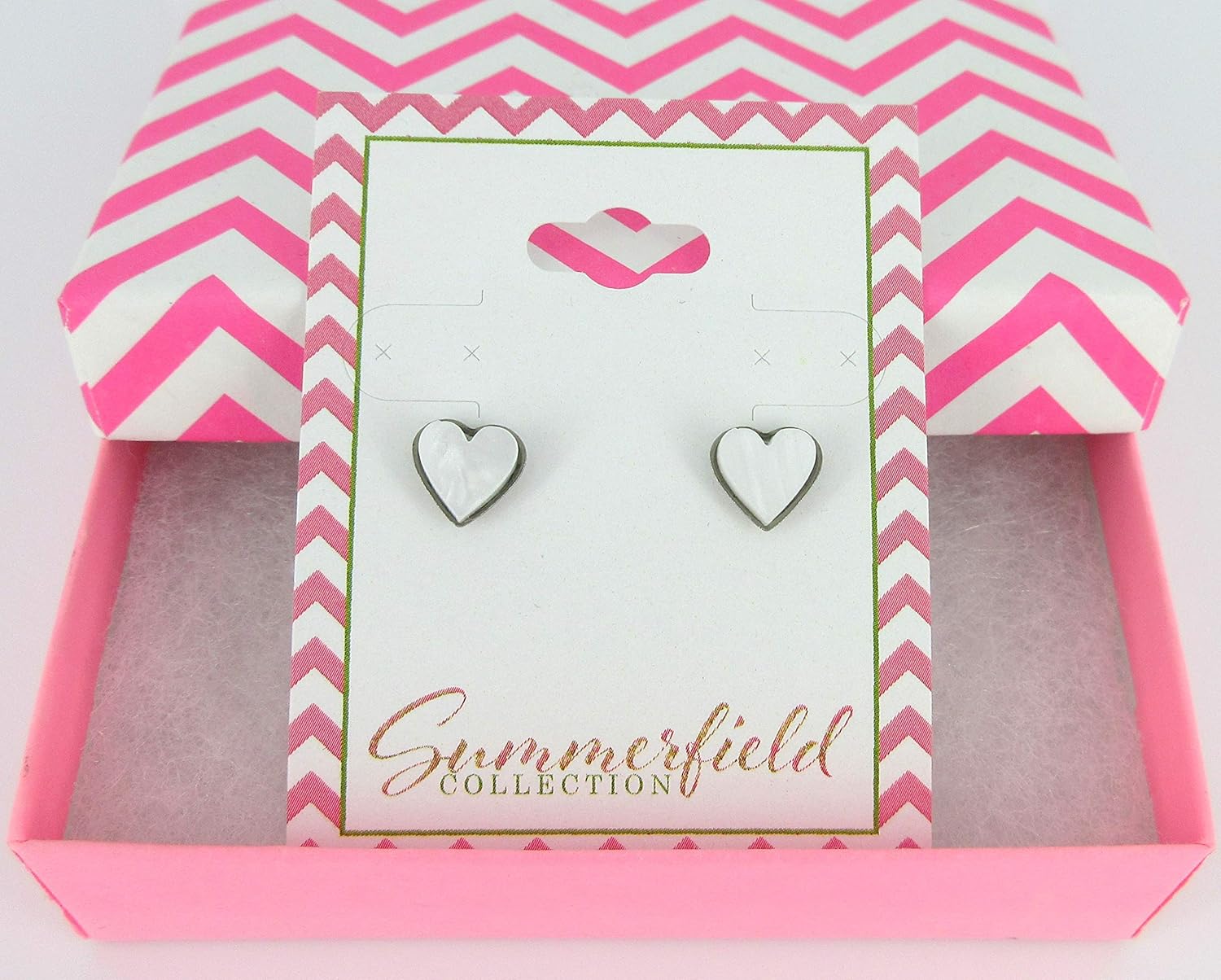 Stainless Steel Pearly Acrylic Heart Stud Earrings 8mm - Image 3