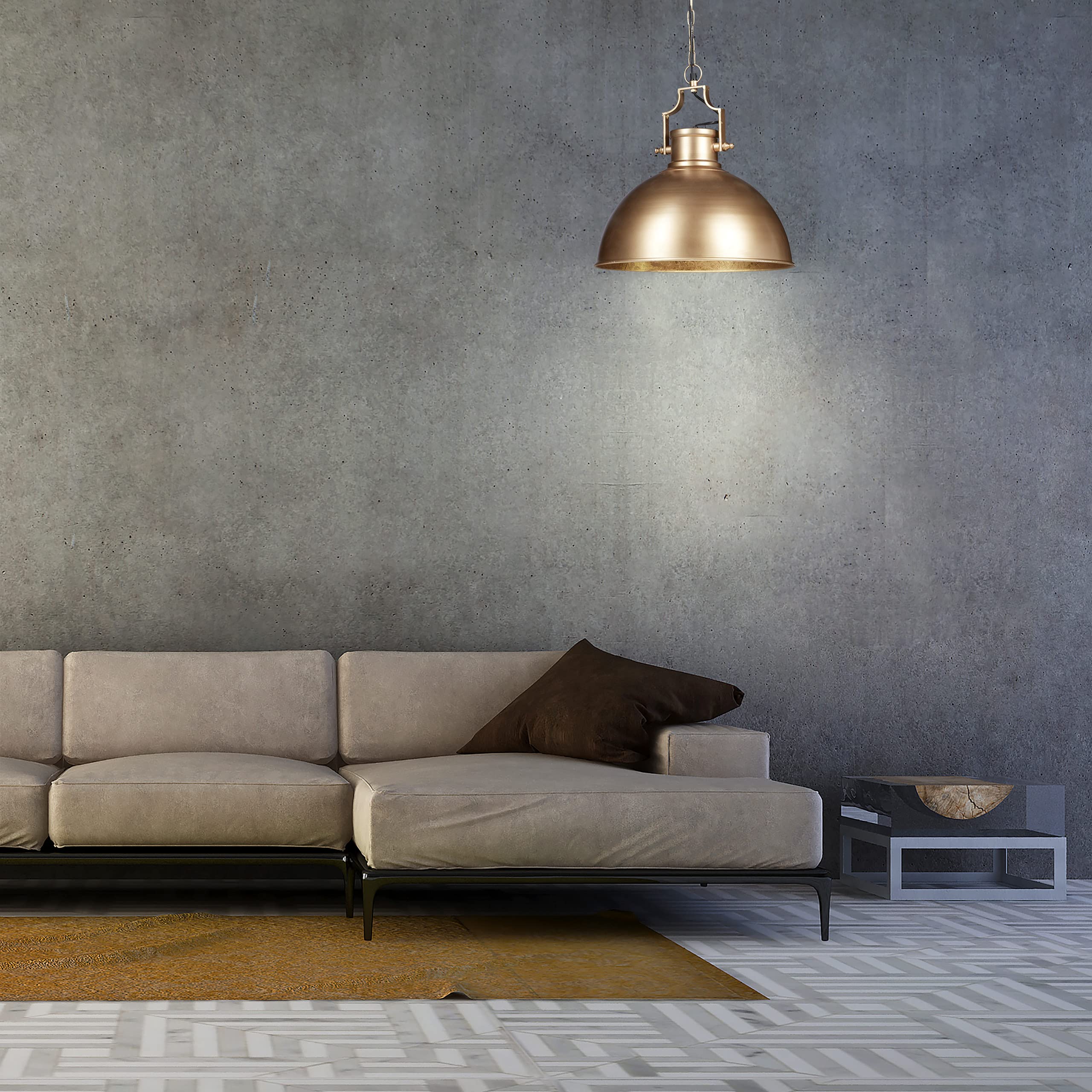 Relaxdays Industrialna lampa wisząca w stylu shabby, dekoracja do jadalni, lampa wisząca, średnica = 40 cm, złoty, metal, 40 W