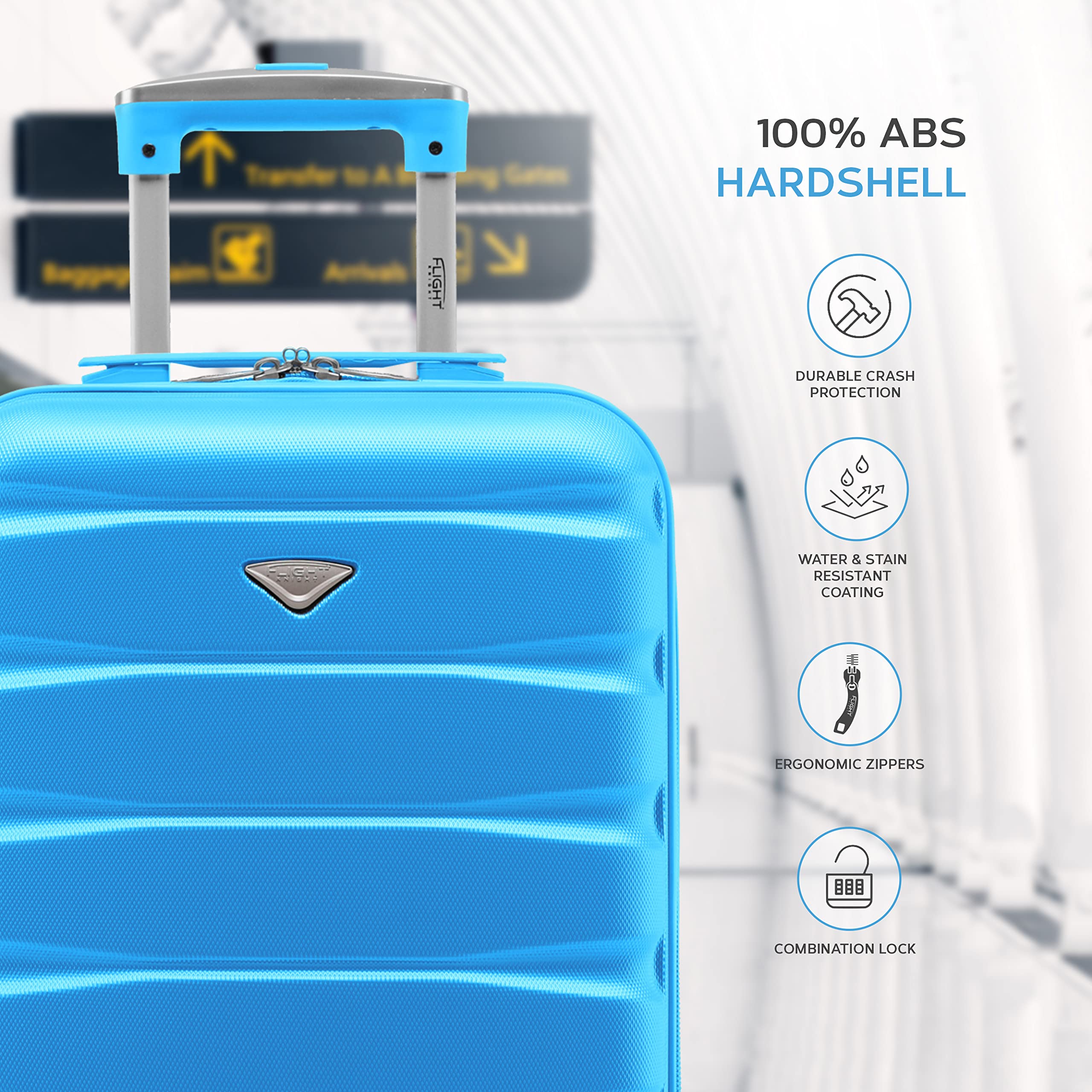 Flight Knight Cabin Suitcase 55x40x20 Ryanair Priority, EasyJet, Jet2 Lightweight Small Durable 4-Wheel Cabin Case, Carry-On for Over 60 Airlines, Hard Shell, 10kg Hand Luggage Bag (55 x 40 x 20 cm)