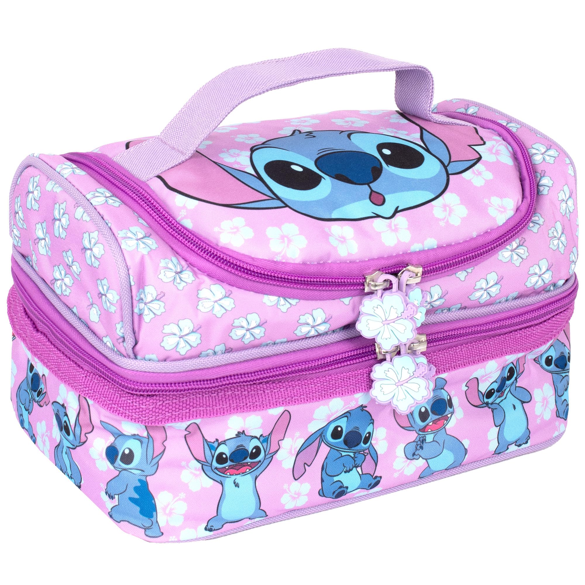 Disney Stitch Multi-Compartment Lunch Bag for Kids School Thermal Insulated Double Decker Food Carier for Girls