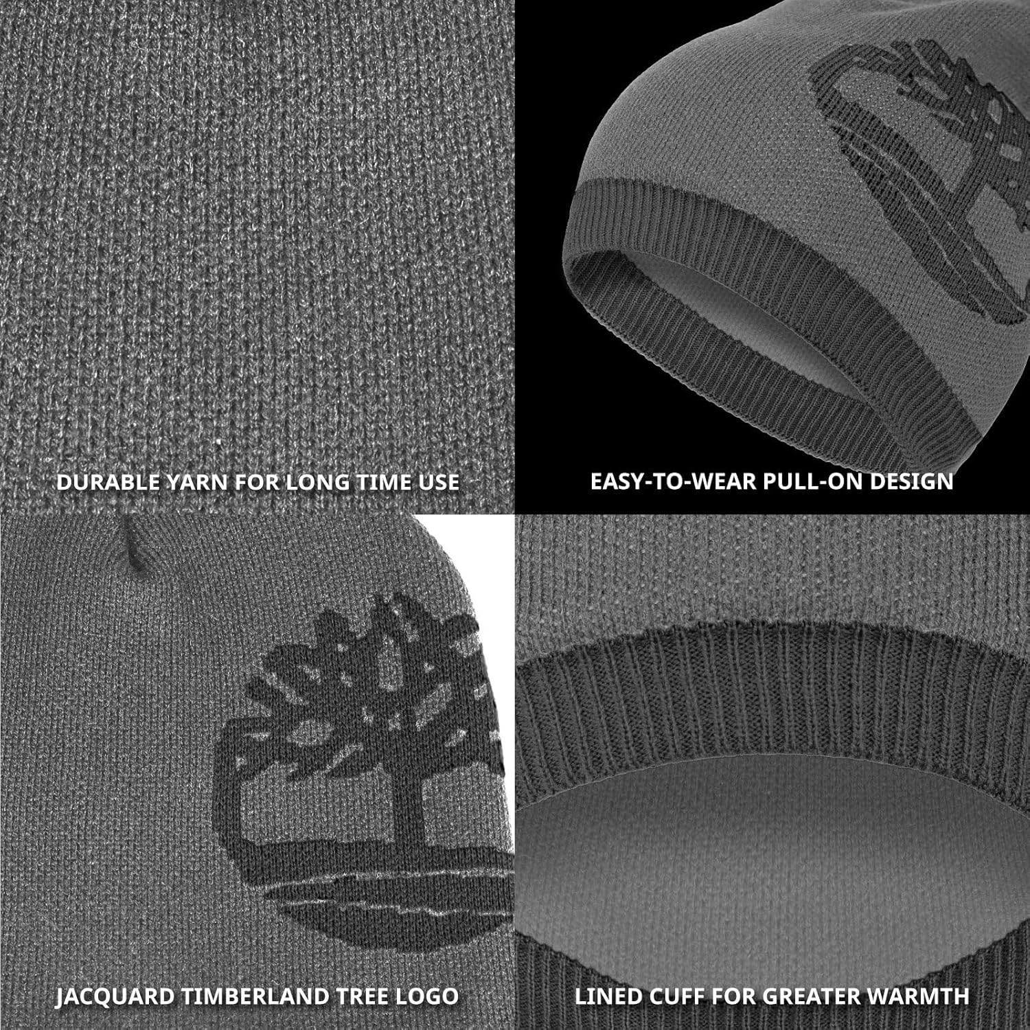 Timberland Men’s Logo Pull-On Beanie - Soft Ribbed Knit Winter Hat, Jacquard Tree Design, Warm Stretch Fit for Cold Weather - Image 6