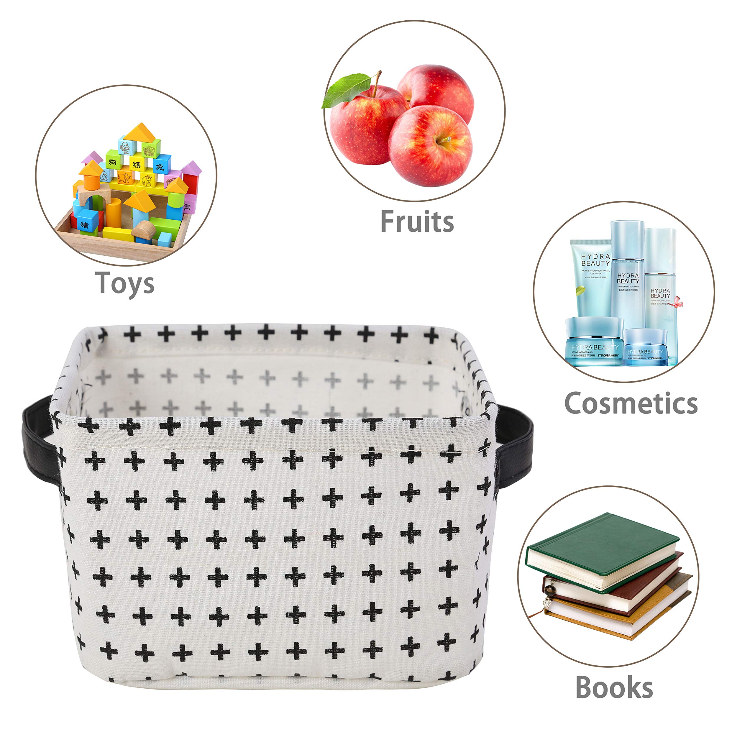 4 Cestini Portaoggetti In Tessuto Con Manici | Pieghevoli 40x28x20 Cm (29L) | Contenitori Per Armadio, Scaffali E Soggiorno | Nylon