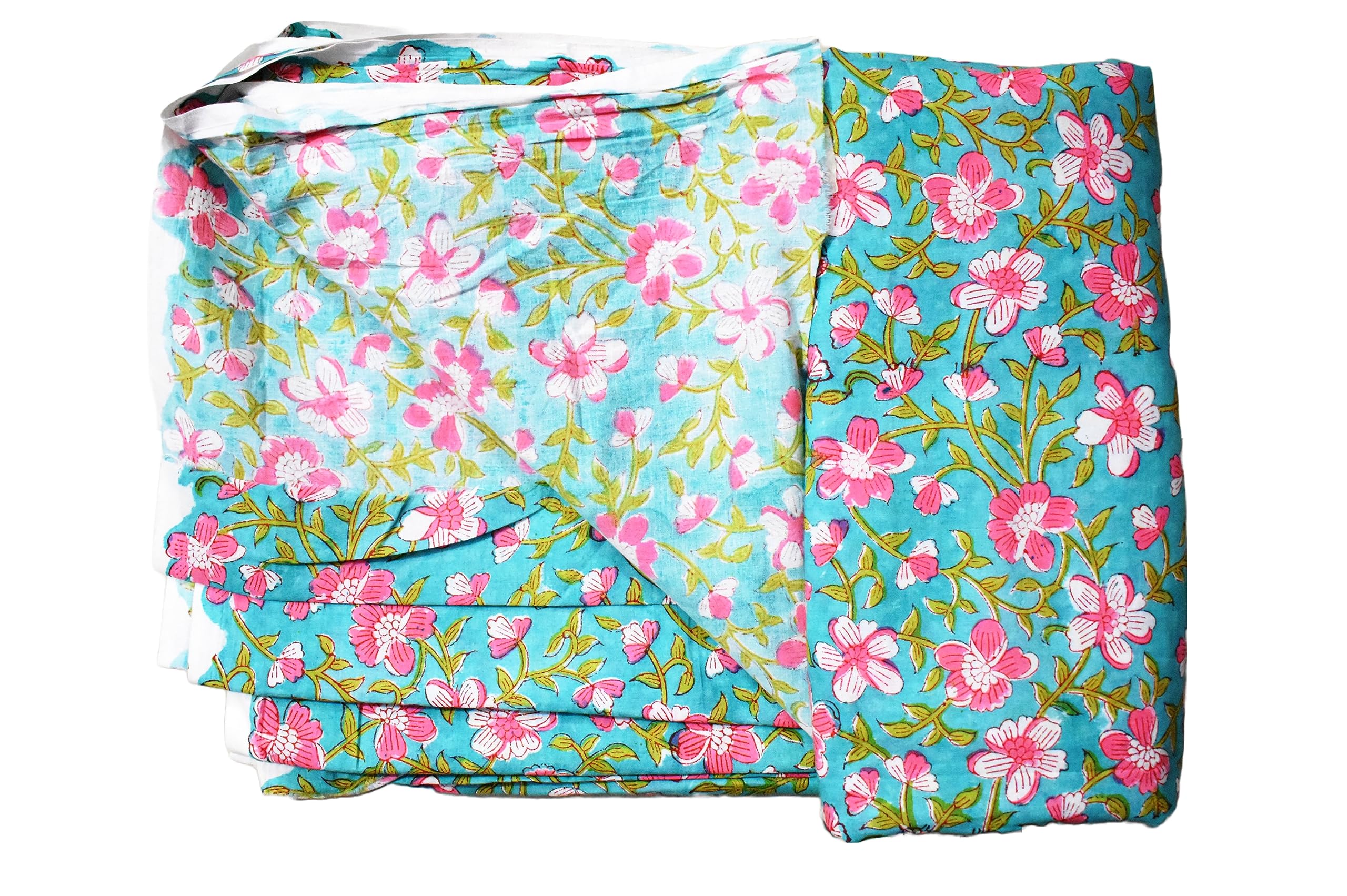 Traditional Jaipur Tkanina bawełniana z nadrukiem kwiatowym, indyjska tkanina z nadrukiem na letnią sukienkę, kurti, szalik, sofę, poszewka na poduszkę. (20 jardów)