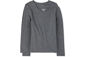 Long-Sleeved Essential Grey T-Shirt for Girls, Affordable Two-Pack