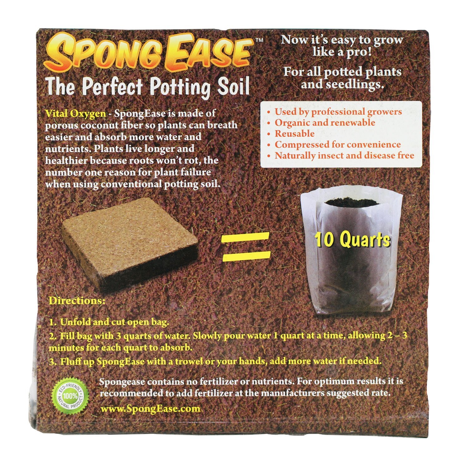 Potting Soil (≈30 Quarts) - 3 Pack of 10 Quart Pop up Bags - Pro Coco Coir Potting Soil for Plants and Seed Starting