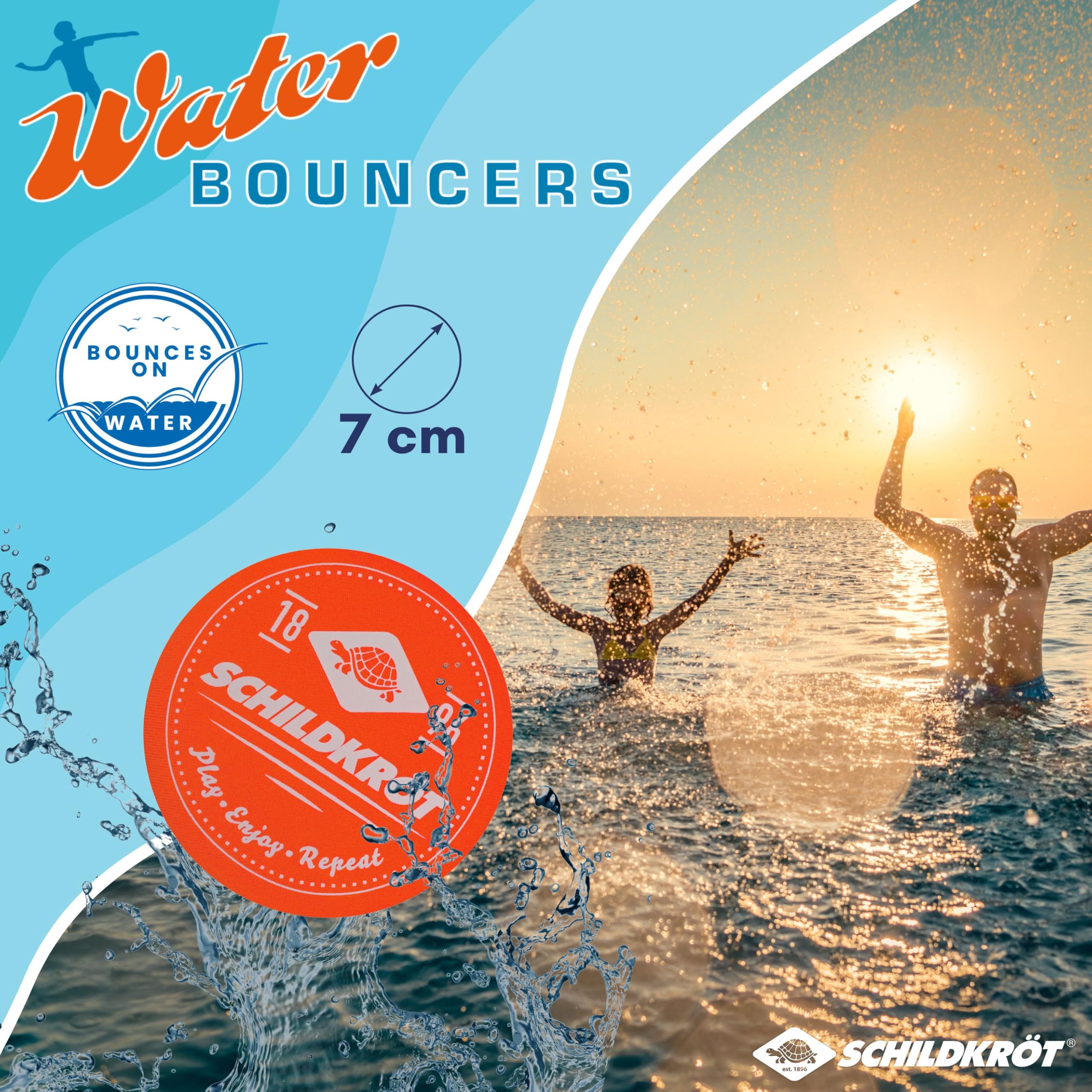 Schildkröt Neopren Water Bouncers I 3 wypełnione silikonem poduszki neoprenowe Ø 7 cm I skakanie, skakanie i pływanie na powierzchni wody I ogromna zabawa dla dzieci i młodzieży w basenie, na świeżym