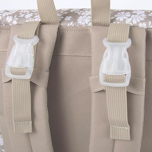 Miniatura 7 de Mochila multifuncional para pañales floral y bolsa de viaje para bebé con cambiador y correas para cochecito azul floral