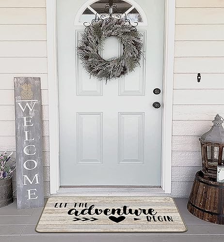 Miniatura 4 de Let The Adventure Begin Decor - Tapete para puerta de entrada para interiores y exteriores, 18 x 30 pulgadas para entrada de habitación, tapete de