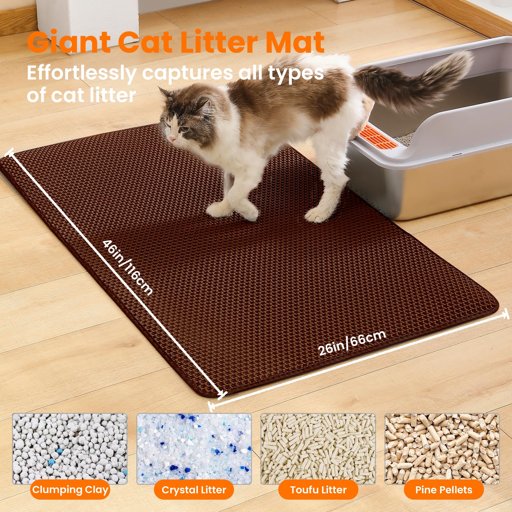 Petinstinct Jumbo Cat Litter Mat, 116x66cm Double Layer Honeycomb Cat Litter Mat Trapper - Image 2