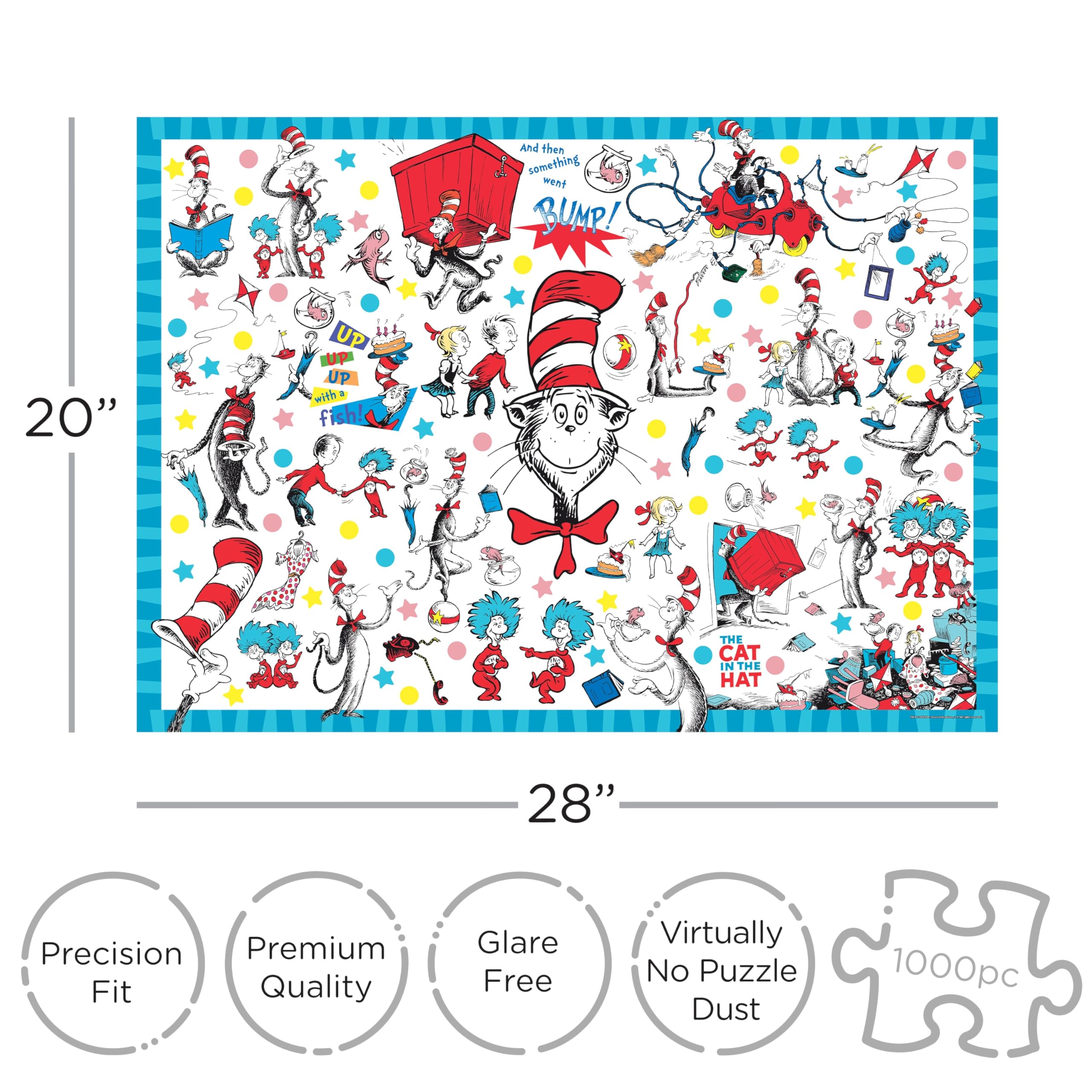 AQUARIUS Cat in The Hat Puzzle (1000 Piece Jigsaw Puzzle), Officially Licensed Dr. Seuss Merchandise & Collectibles - Image 2