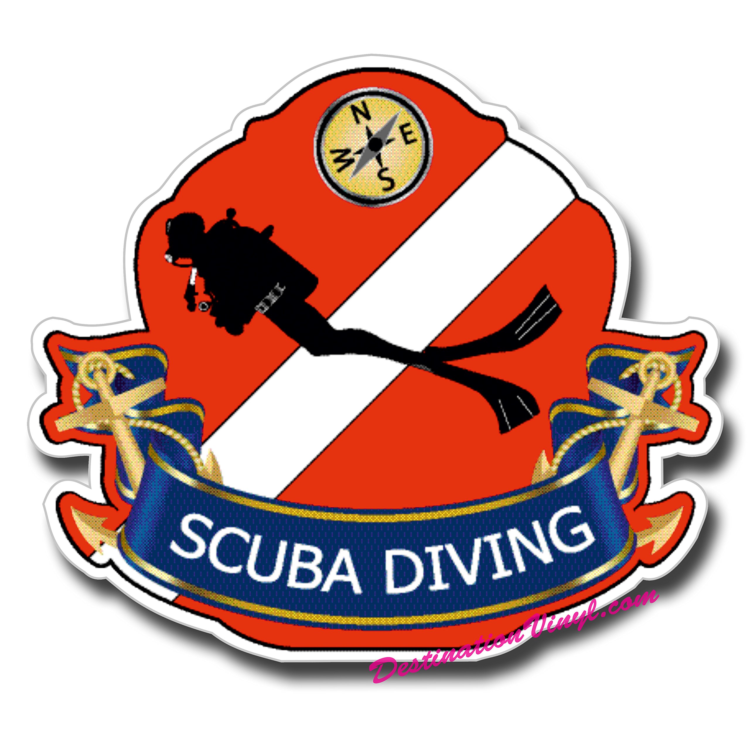 DestinationVinyl 2 x Glossy Vinyl Stickers - Scuba Diving Diver PADI BASI Laptop Decal #0098 (As shown.)