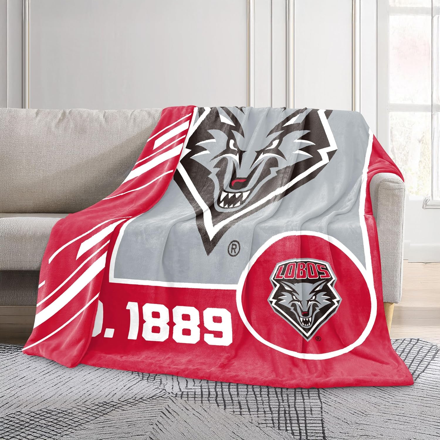 FANMATS NCAA New Mexico Lobos Super Plush Throw Blanket – 60" x 70" Size | Team Color | Ultra-Soft Polyester Material