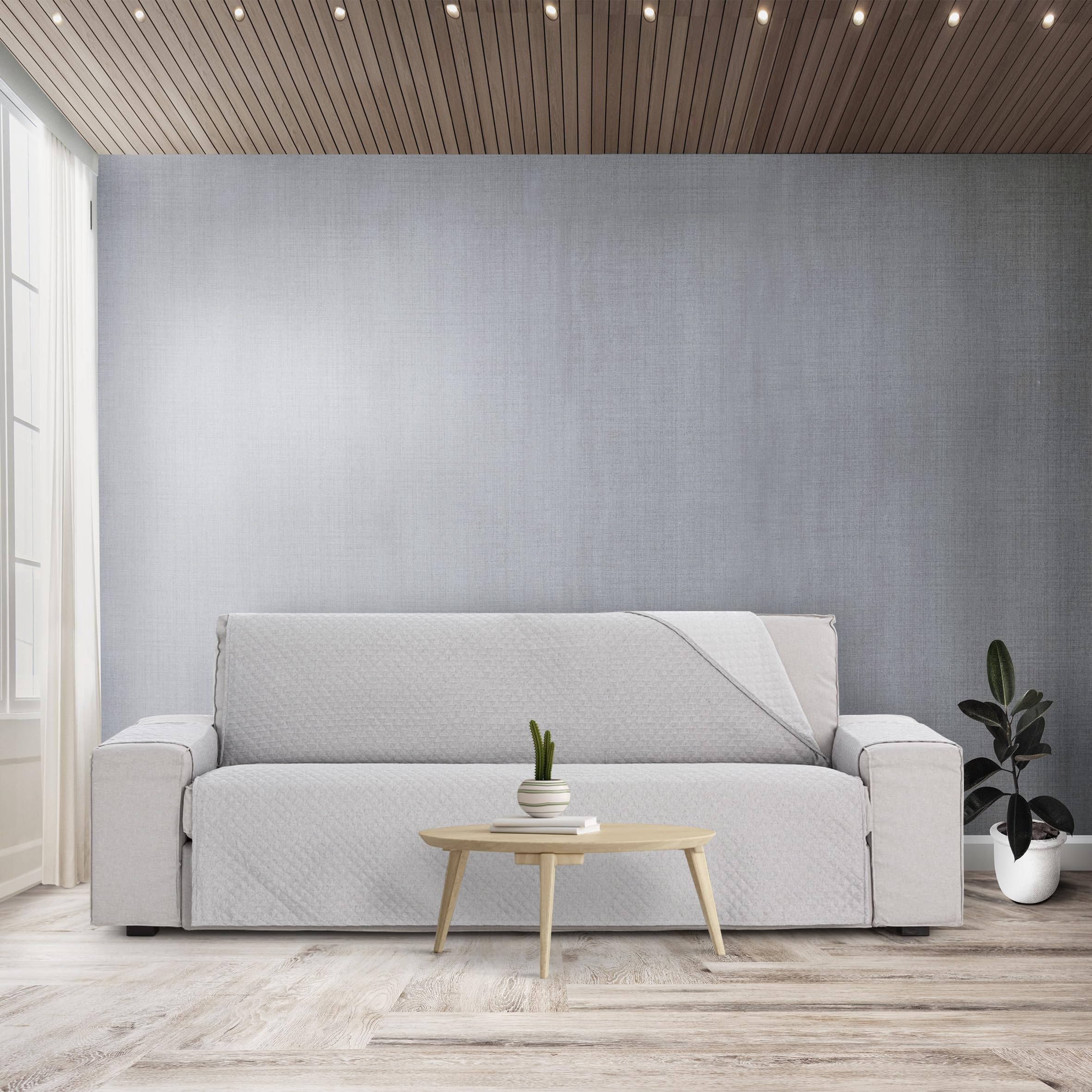 Eysa Argento 2-Seater Practical Sofa Cover Colour 06/Grey, Grey 6, 2 Seats - Image 3