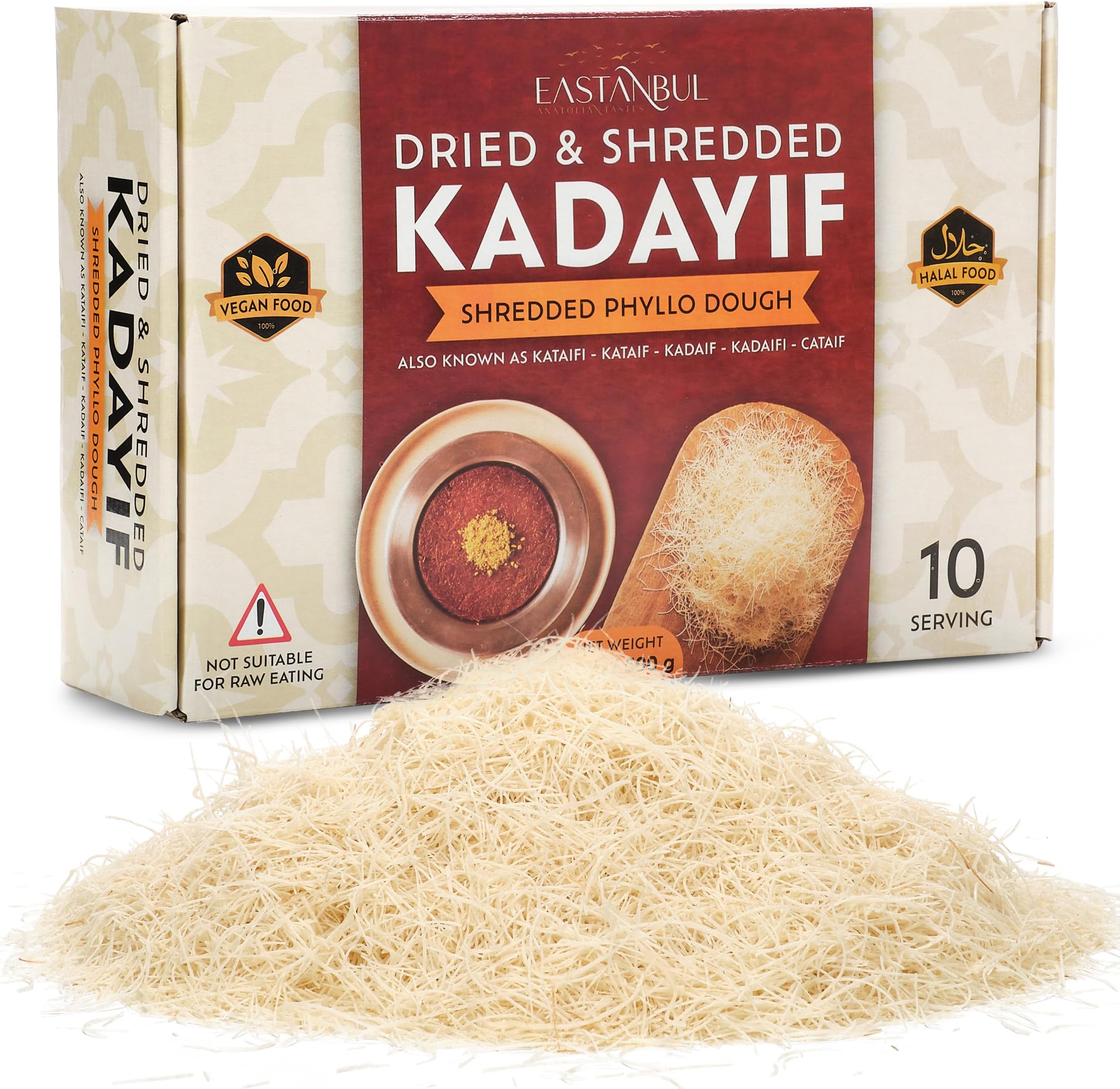 Dried & Chopped Kataifi Shredded Fillo Dough, Kurutulmus Kadayif Pastry Dough, Ingredient for The Viral Dubai Pistachio Chocolate Bar, Shredded Phyllo Dough, Kunafa Dough, 500g (1.1lb)